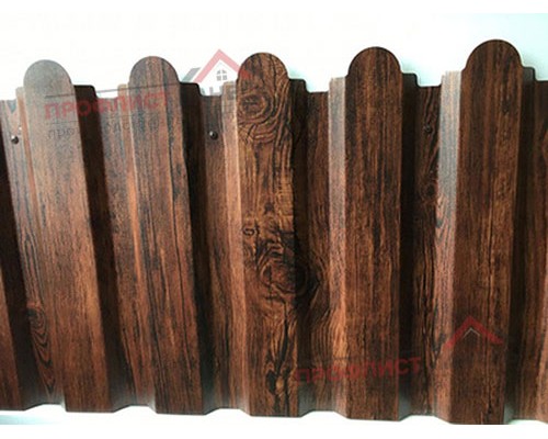 Профнастил фигурный С20 - 0,45 Окрас - В, Print Elite с пленкой Coffee Wood