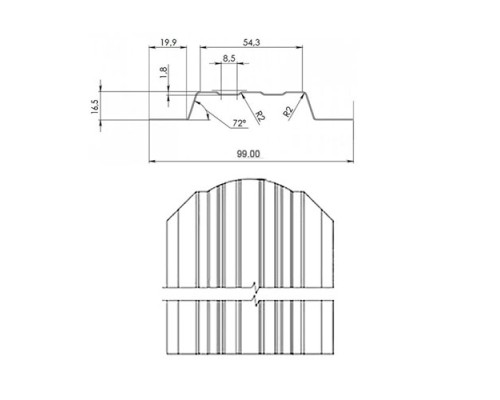 Штакетник металлический LIGHT-O 16,5х99-0.45 Полиэстер RAL3005