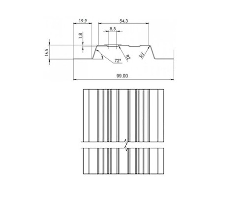 Штакетник металлический LIGHT-T 16,5х99-0.5 ECOSTEEL _МАД МореныйДуб