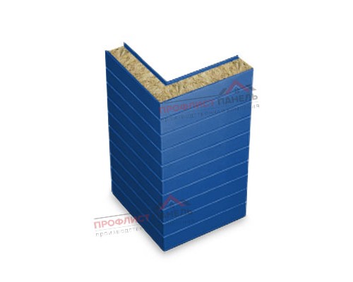 Горизонтальная угловая сэндвич-панель из минеральной ваты, ширина 1200 мм, толщина 120 мм, 0.5/0.5, RAL5005