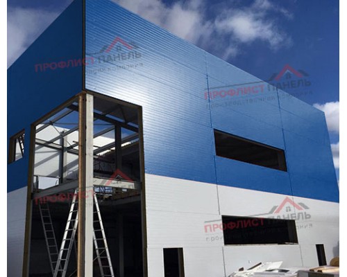 Горизонтальная угловая сэндвич-панель из минеральной ваты, ширина 1200 мм, толщина 120 мм, 0.5/0.5, RAL5005