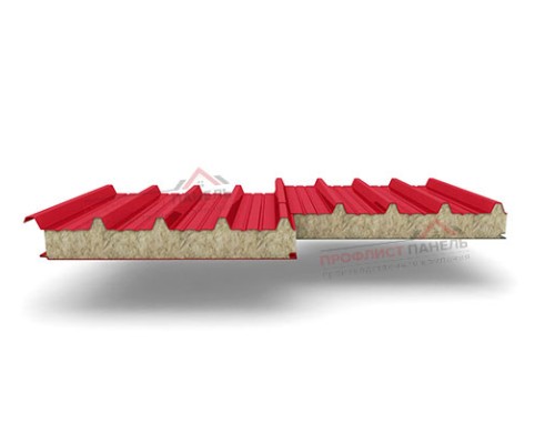 Кровельные сэндвич-панели из минеральной ваты, ширина 1200 мм, толщина 50 мм, 0.5/0.5, RAL3020