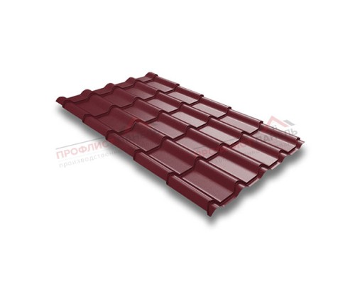 Металлочерепица камея 0,5 Atlas RAL 3005 красное вино Металлочерепица камея 0,5 Atlas RAL 3005 красное вино
