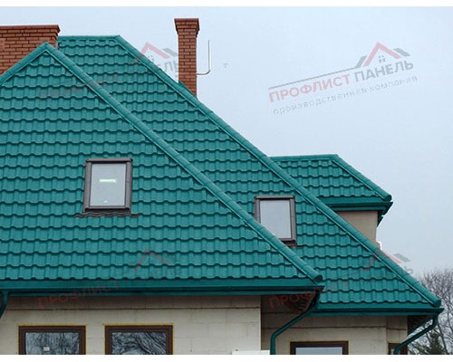 Металлочерепица камея 0,45 PE RAL 5021