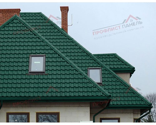 Металлочерепица камея 0,45 Drap RAL 6005 зеленый мох Металлочерепица камея 0,45 Drap RAL 6005 зеленый мох