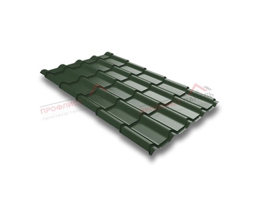 Металлочерепица камея 0,5 GreenCoat Pural matt RR 11 темно-зеленый (RAL 6020 хромовая зелень) Металлочерепица камея 0,5 GreenCoat Pural matt RR 11 темно-зеленый (RAL 6020 хромовая зелень)