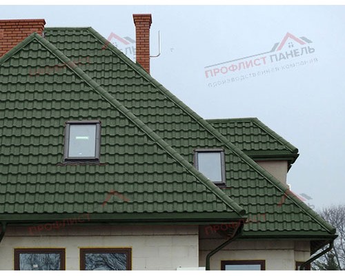 Металлочерепица камея 0,5 GreenCoat Pural matt RR 11 темно-зеленый (RAL 6020 хромовая зелень) Металлочерепица камея 0,5 GreenCoat Pural matt RR 11 темно-зеленый (RAL 6020 хромовая зелень)