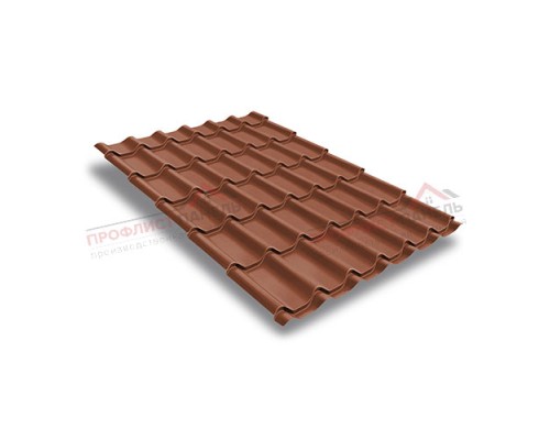 Металлочерепица классик плюс 0.5 Satin RAL 8004.