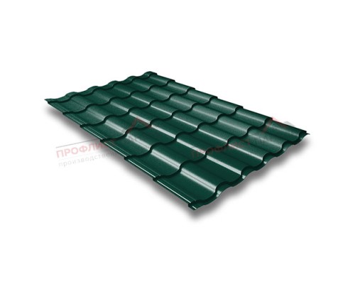 Металлочерепица кредо 0,5 Quarzit lite RAL 6005 зеленый мох