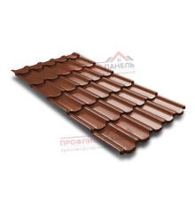 Металлочерепица квинта плюс c 3D резом 0,5 Satin RAL 8004 терракота.
