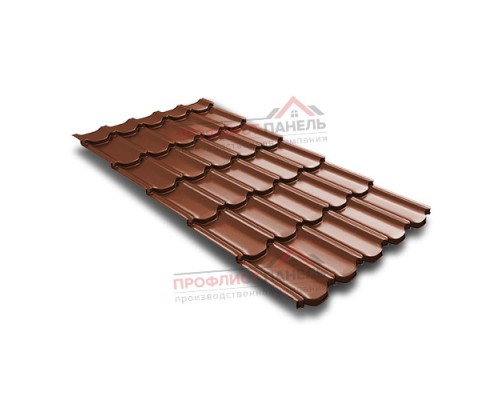 Металлочерепица квинта плюс c 3D резом 0,5 GreenCoat Pural RR 750 кирпично-красный (RAL 8004 терракота).