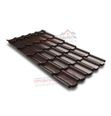 Металлочерепица квинта плюс c 3D резом 0,5 Quarzit lite RAL 8017 шоколад.