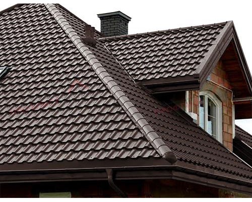 Металлочерепица квинта плюс 0,5 PurLite Мatt RAL 8017 шоколад