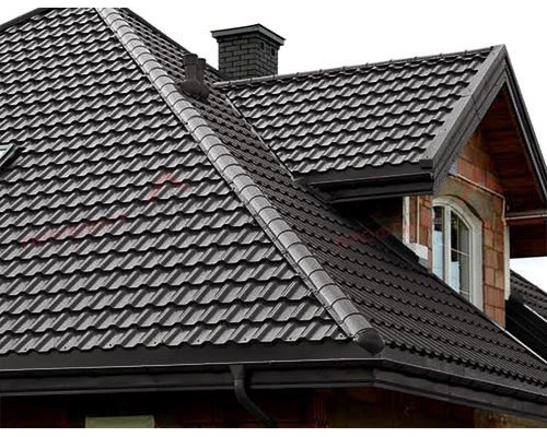 Металлочерепица квинта плюс 0,45 PE RR 32 темно-коричневый