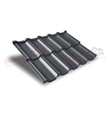 Металлочерепица модульная квинта Uno c 3D резом 0,45 PE RAL 7024 мокрый асфальт