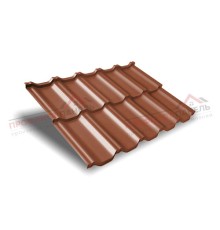 Металлочерепица модульная квинта Uno c 3D резом 0,5 Satin RAL 8004 терракота