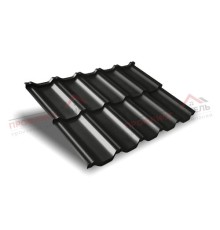 Металлочерепица модульная квинта Uno c 3D резом 0,5 Satin Мatt RAL 9005 черный