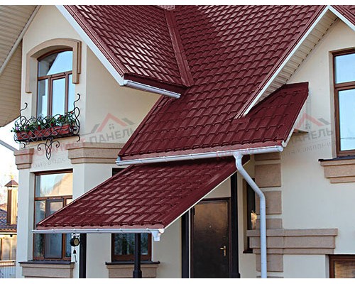 Металлочерепица квадро профи 0,5 Velur RAL 3005 красное вино