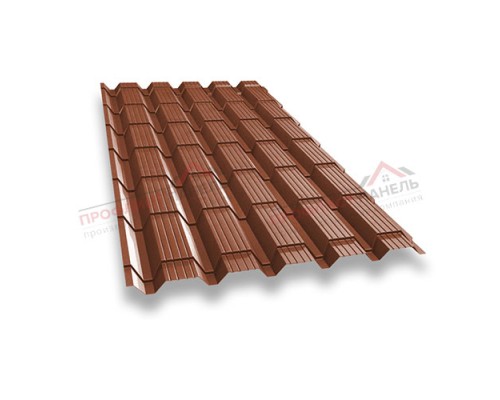 Металлочерепица монкатта 0,5 Satin RAL 8004 терракота