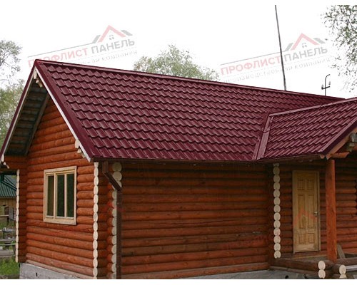 Металлочерепица модерн 0,45 PE RAL 3005 красное вино Металлочерепица модерн 0,45 PE RAL 3005 красное вино