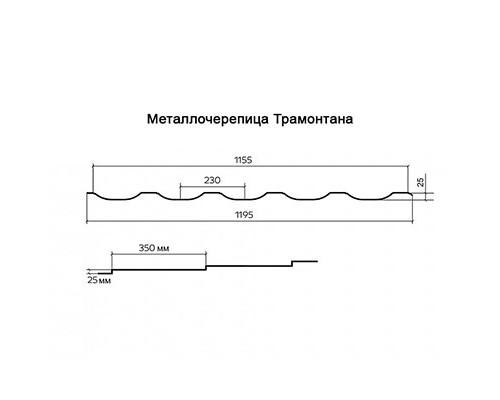 Металлочерепица Трамонтана-S-0.5 Viking E RAL8017