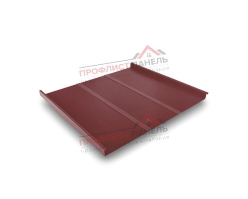 Фальц двойной стоячий Line 0,45 PE с пленкой на замках RAL 3009 оксидно-красный.