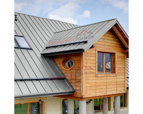 Кликфальц Pro Gofr 0,45 PE с пленкой на замках RAL 9006 бело-алюминиевый