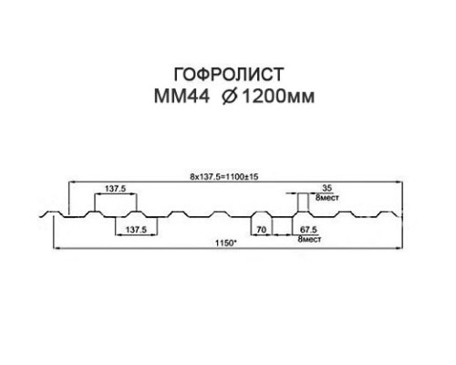 Гофролисты ММ44 D1.2, толщина 6 мм для металлических конструкций Гофролисты ММ44 D1.2, толщина 6 мм для металлических конструкций