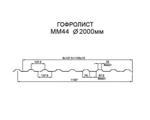 Гофролисты ММ44 D2.0, толщина 5 мм для металлических конструкций Гофролисты ММ44 D2.0, толщина 5 мм для металлических конструкций