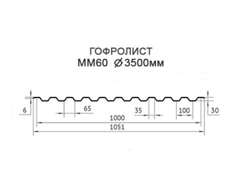 Гофролисты ММ60 D3.5, толщина 3 мм для металлических конструкций