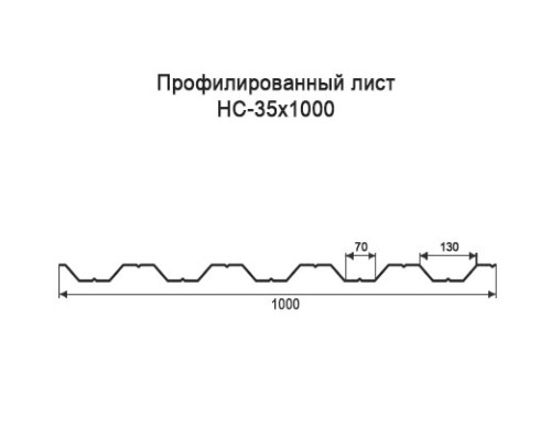Профнастил НС35 с нестандартной шириной 1 м толщина 0,5 оцинкованный