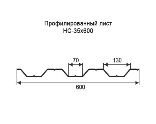 Профнастил НС35 с нестандартной шириной 0,60 м толщина 0,4 оцинкованный