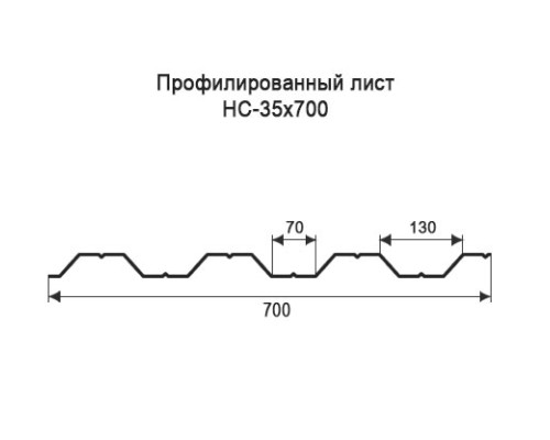 Профнастил НС35 с нестандартной шириной 0,70 м толщина 0,4 оцинкованный Профнастил НС35 с нестандартной шириной 0,70 м толщина 0,4 оцинкованный