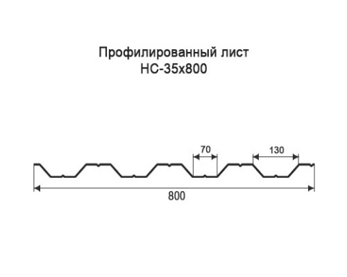 Профнастил НС35 с нестандартной шириной 0,80 м толщина 0,4 оцинкованный