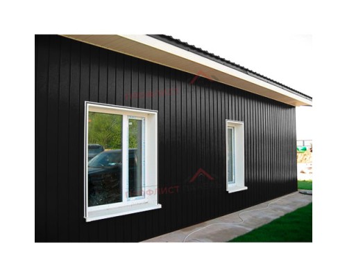 Вертикаль 0,2 gofr 0,5 Quarzit lite с пленкой RAL9005 черный