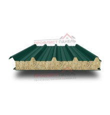 Акустическая кровельная сэндвич-панель из минеральной ваты, ширина 1000 мм, толщина 100 мм, 0.5/0.5, RAL6005