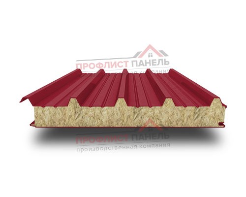 Акустическая кровельная сэндвич-панель из минеральной ваты, ширина 1000 мм, толщина 120 мм, 0.5/0.5, RAL3003