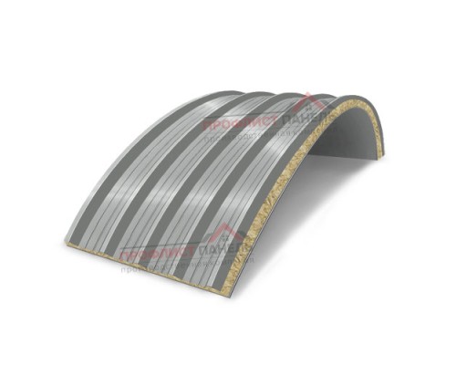 Арочные сэндвич-панели из минеральной ваты, ширина 1200 мм, толщина 200 мм, 0.5/0.5, RAL9006