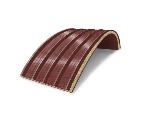 Арочные сэндвич-панели из минеральной ваты, ширина 1200 мм, толщина 150 мм, 0.5/0.5, RAL3009