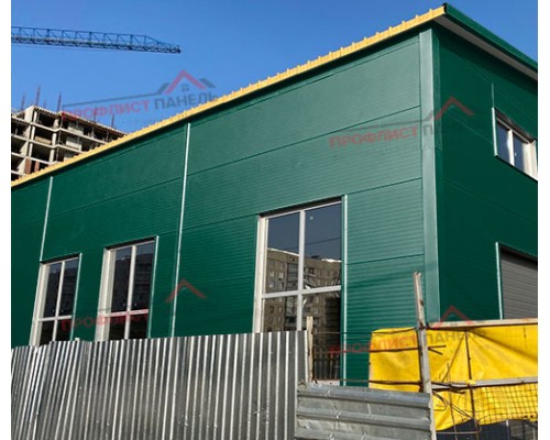 Двухслойные сэндвич-панели из минеральной ваты, ширина 1000 мм, толщина 100 мм, 0.5, RAL6005