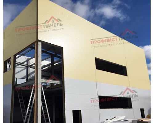 Горизонтальная угловая сэндвич-панель из пенополиизоцианурата, ширина 1000 мм, толщина 60 мм, 0.5/0.5, RAL1014