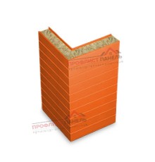 Горизонтальная угловая сэндвич-панель из минеральной ваты, ширина 1000 мм, толщина 30 мм, 0.5/0.5, RAL2004