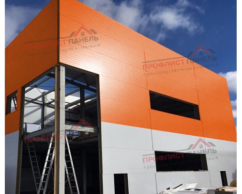 Горизонтальная угловая сэндвич-панель из минеральной ваты, ширина 1200 мм, толщина 200 мм, 0.5/0.5, RAL2004