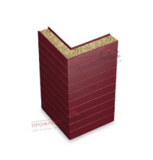 Горизонтальная угловая сэндвич-панель из минеральной ваты, ширина 1000 мм, толщина 30 мм, 0.5/0.5, RAL3005