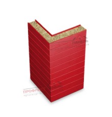 Горизонтальная угловая сэндвич-панель из минеральной ваты, ширина 1000 мм, толщина 30 мм, 0.5/0.5, RAL3020