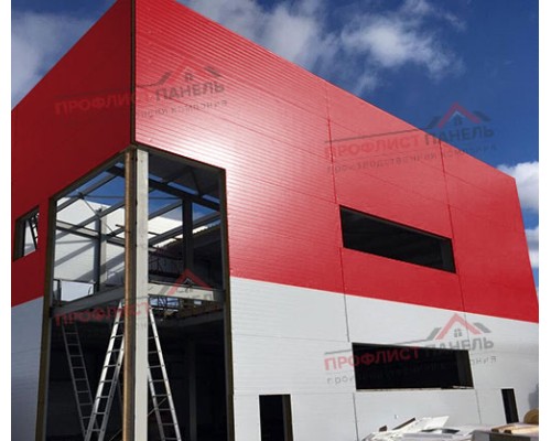 Горизонтальная угловая сэндвич-панель из пенополиуретана, ширина 1000 мм, толщина 120 мм, 0.5/0.5, RAL3020