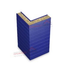 Горизонтальная угловая сэндвич-панель из минеральной ваты, ширина 1000 мм, толщина 30 мм, 0.5/0.5, RAL5002