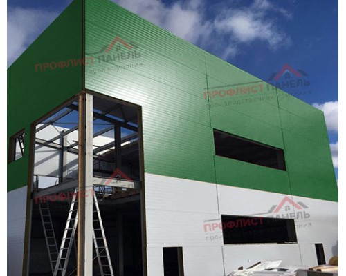 Горизонтальная угловая сэндвич-панель из пенополистирола, ширина 1000 мм, толщина 250 мм, 0.5/0.5, RAL6002