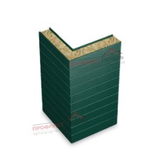 Горизонтальная угловая сэндвич-панель из минеральной ваты, ширина 1000 мм, толщина 80 мм, 0.5/0.5, RAL6005