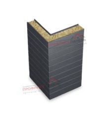 Горизонтальная угловая сэндвич-панель из минеральной ваты, ширина 1000 мм, толщина 30 мм, 0.5/0.5, RAL7024